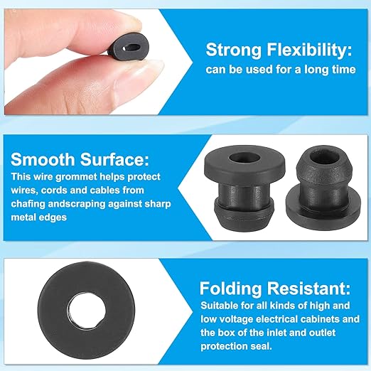 PATIKIL 6.5mm / 1/4 Inch Drill Hole, 3/16 Inch ID Rubber Grommets - Image 3