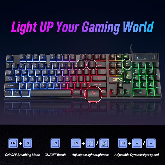 CHONCHOW Wired Gaming Keyboard, 104 Keys Full Size, - Image 2
