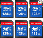 INDMEM SD Card 128GB 6-Pack, Class 10 128GB High Speed up to 90M/S Full HD by READYXIO