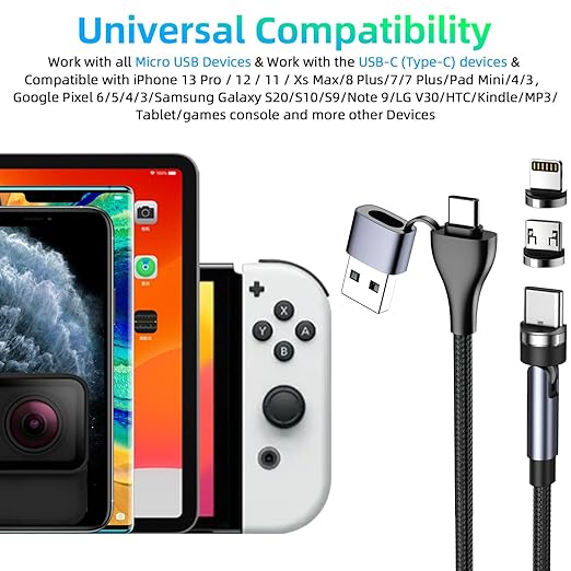 Ankndo 5-in-1 Magnetic Charging Cable, 540° Rotation Magnetic Phone Charger USB - Image 7