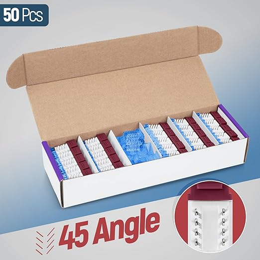 Everest 45° Angled RJ45 Cat5e Keystone Jacks 50-Pack in Red - Image 2