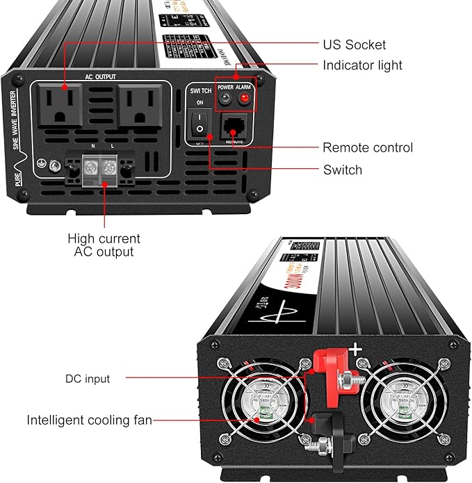 Xijia 3000W Pure Sine Wave Inverter DC 72V to AC 120V 60HZ Solar Converter - Image 2