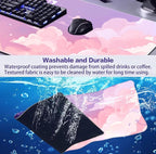 Cute Anime Cloud Desk Mat, Beautiful Pink Stitching Edge Non Slip Rubber Mouse - Image 6