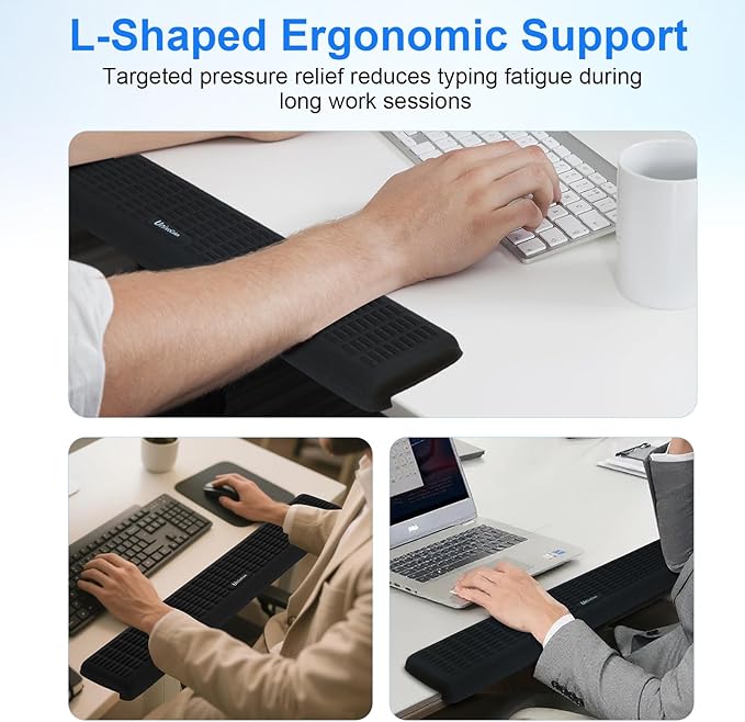UnivoColors PostureUp L-Shaped Desk Long Wrist Rest Elbow, Memory Foam - Image 6