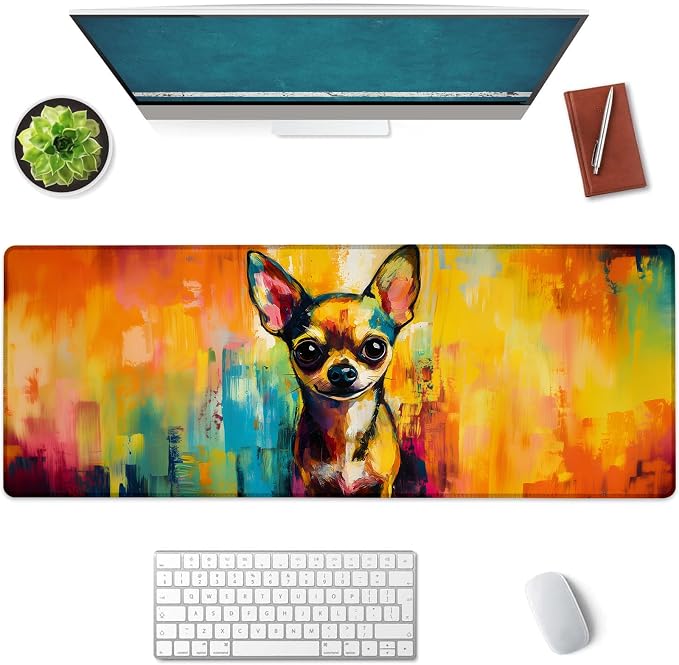 Colorful Chihuahua Large Mouse Pad, Gaming Mouse Pad, Keyboard Mat, Non-Slip by Unknown
