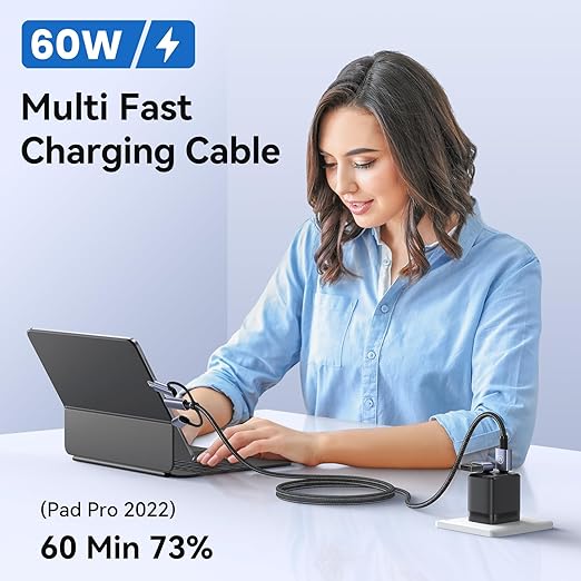 Multi Charger Cord 6 in 1 USB Cable Fast Charging Cable - Image 2