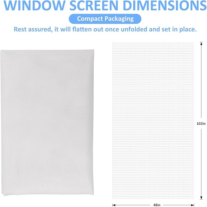 48"x102" Window Screen Mesh, Fiberglass Window Screen, Screen Door Mesh - Image 2