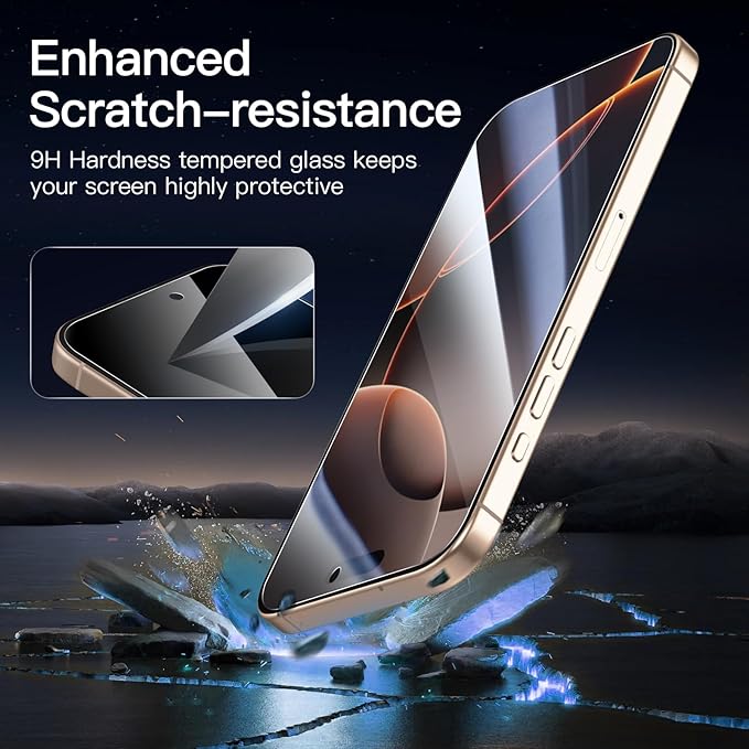 NEW'C 3 Pack Privacy for iPhone 16 Pro Max Screen Protector, Anti-Spy Tempered - Image 6