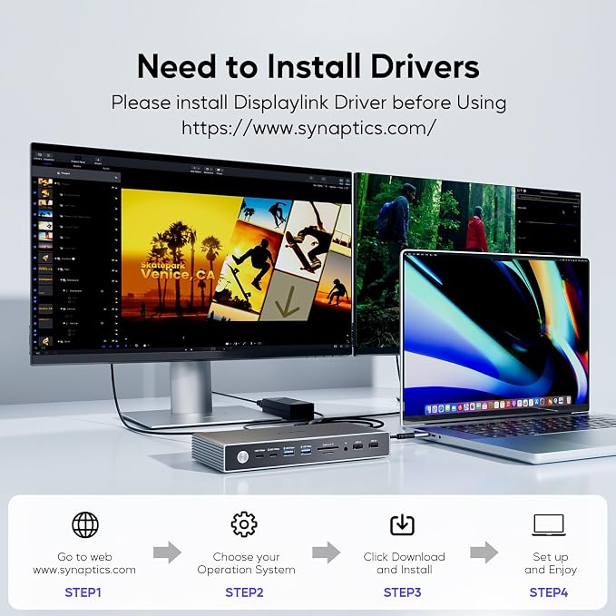 Displaylink Docking Station, USB C DisplayLink Dock Dual Displays - Image 7