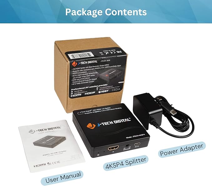 J-Tech Digital HDMI Splitter 4K 60Hz 1X4 Multi-Resolution Output HDMI 2.0 - Image 8