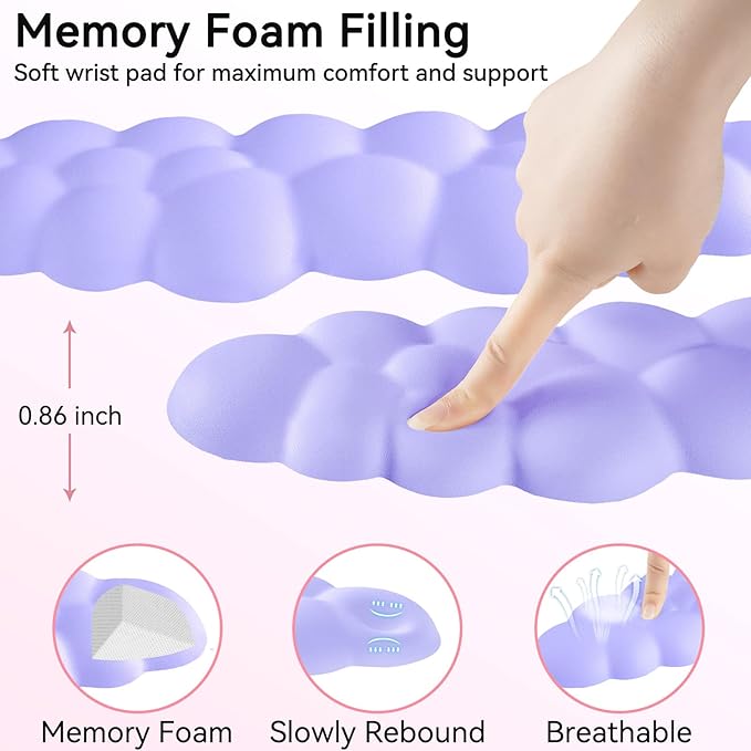 Cloud Wrist Rest for Computer Keyboard, 4-in-1 Memory Foam Leather Cloud - Image 4