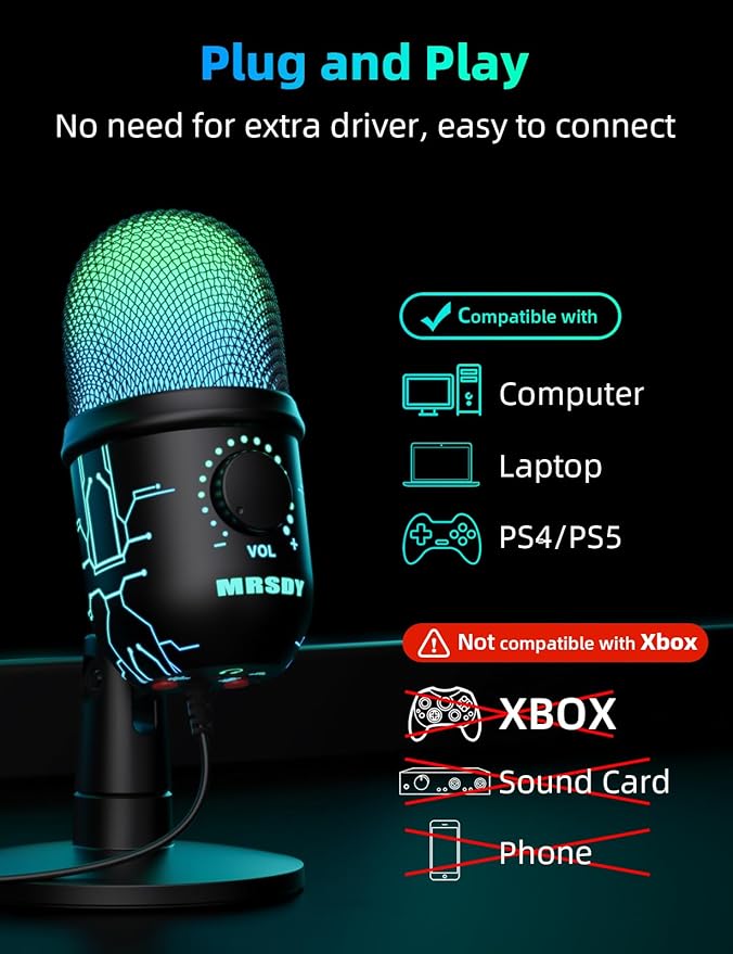 MRSDY Gaming Microphone, USB Computer Microphone - Image 2