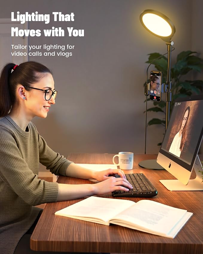 Desk Ring Light with Stand, Adjustable Desktop Light with Phone Holder - Image 5