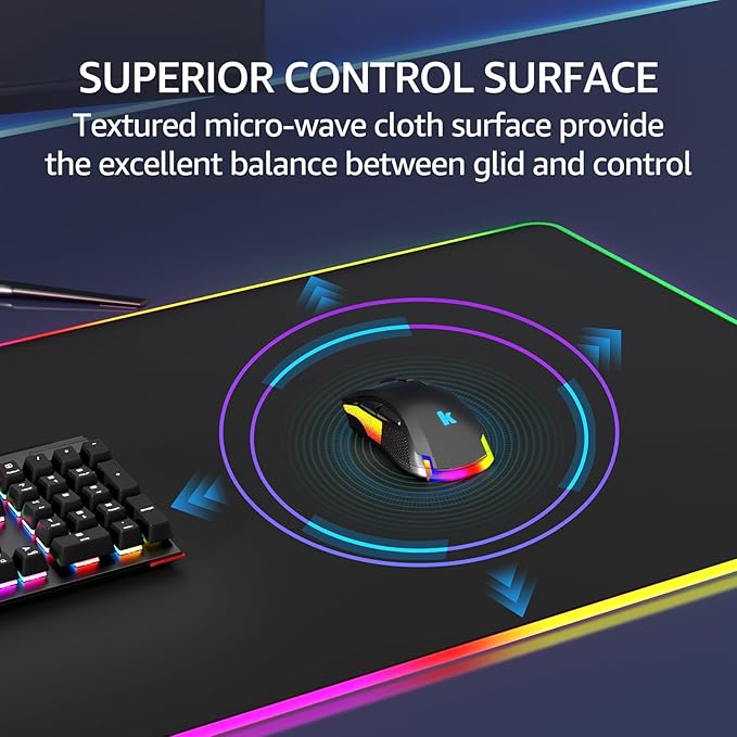 KTRIO RGB Large Gaming Mouse Pad Desk Mat, Superior Micro-Weave Cloth, Non-Slip - Image 3