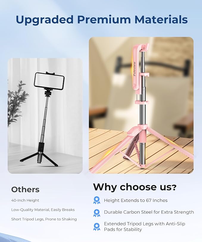 67‘’ Selfie Stick Tripod, Phone Tripod - Image 6