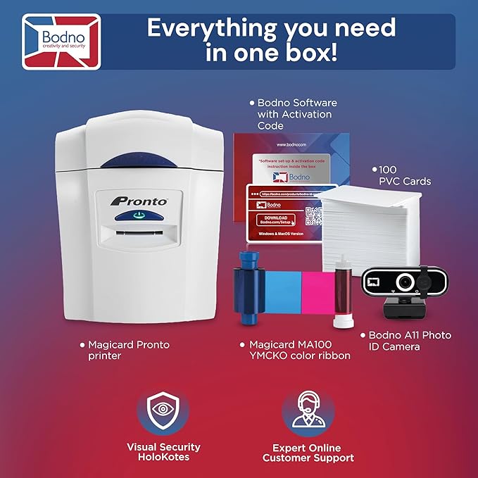 Bodno Magicard Pronto ID Card Printer & Complete Supplies Package ID Software - Image 2