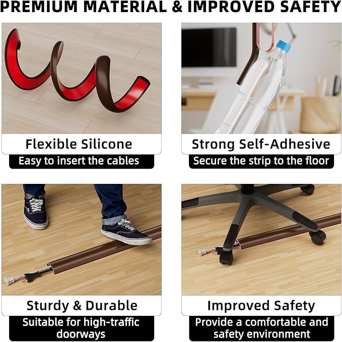 9.8ft Floor Cord Cover, Silicone Wire Hider, Hide Extension Cords, Protect Cords - Image 6