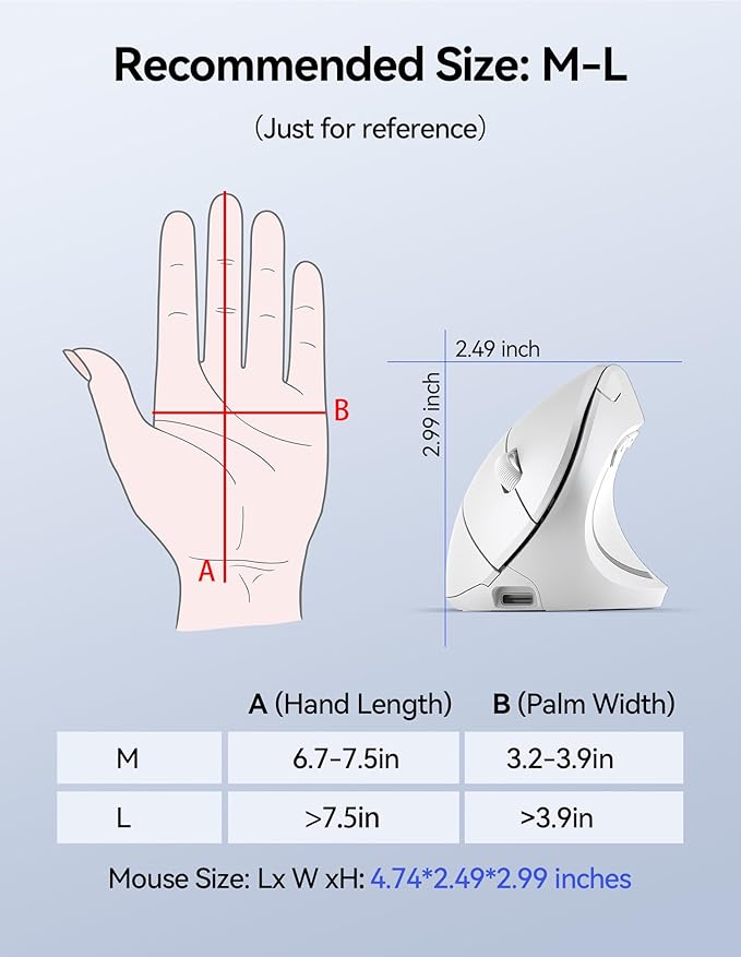 TECKNET Ergonomic Mouse Wireless, Rechargeable Mouse Wireless Silent - Image 8