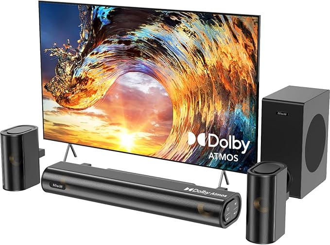 Hiwill 4.1ch Sound Bar with Dolby Atmos, 300W Sound Bar by Hiwill
