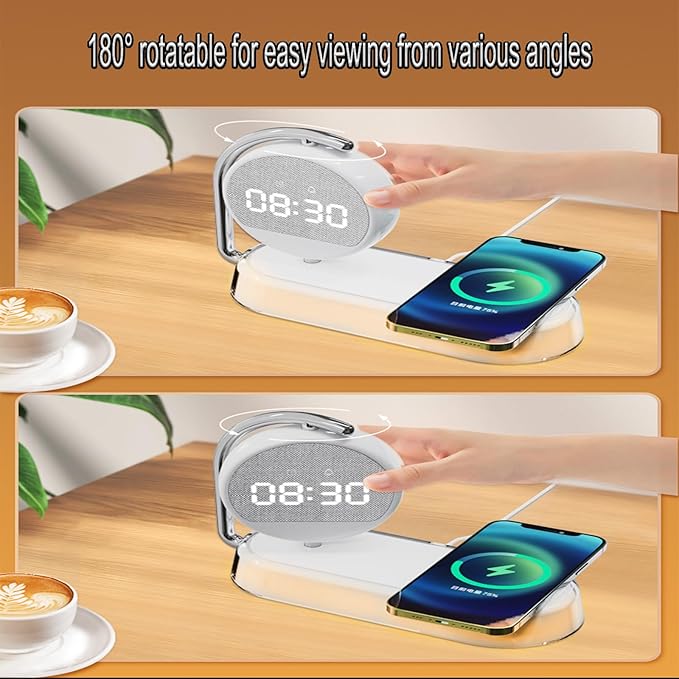 3-in-1 Wireless Charger with Digital Clock Display, 15W Fast Charging Station - Image 5
