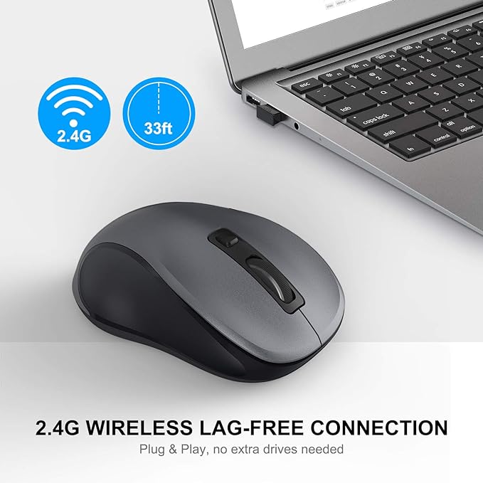 WisFox 2.4G Wireless Mouse for Laptop, Ergonomic Computer Mouse - Image 2