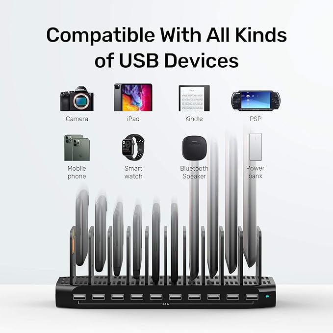 Unitek USB Charging Station, 10 USB Fast Ports Charge Docking Station and - Image 7
