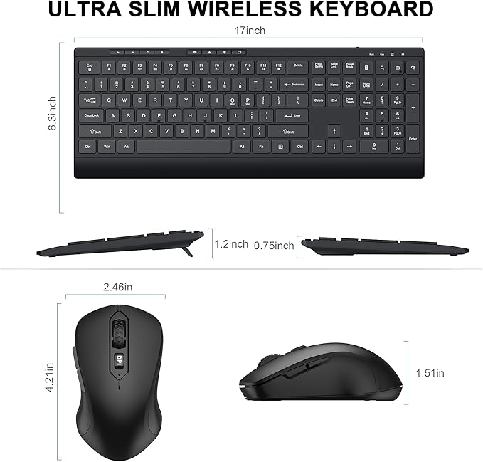 Wireless Keyboard and Mouse Combo, Full Size Quiet Key Computer Keyboard and - Image 8