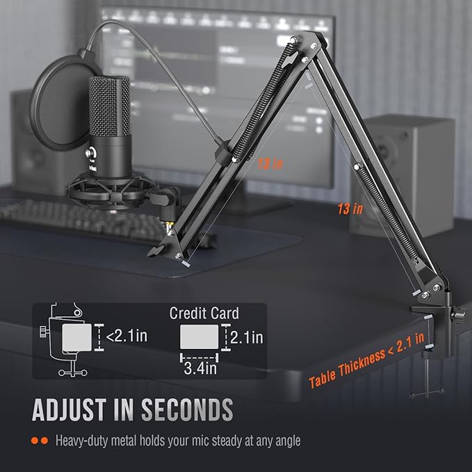 FIFINE Studio Condenser USB Microphone Computer PC Microphone Kit - Image 7