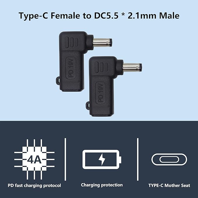 90W PD Type C to DC5521 Power Converter USB C to DC 5521 Laptop Charging - Image 6