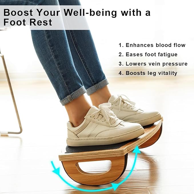 StrongTek Ergonomic Wood Foot Rest - Image 3