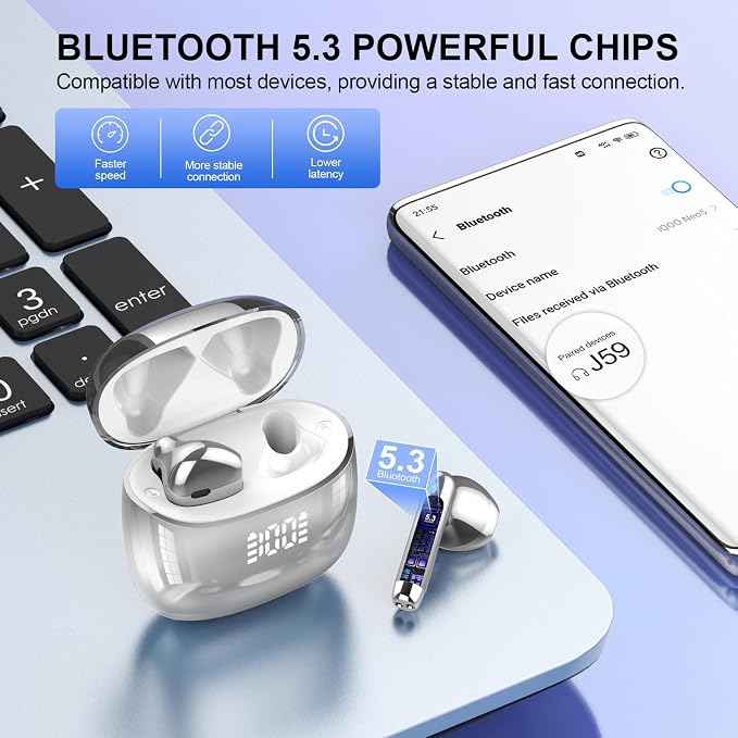 Wireless Earbuds, IPX7 Waterproof Bluetooth 5.4 Earphones in-Ear Earbuds - Image 5