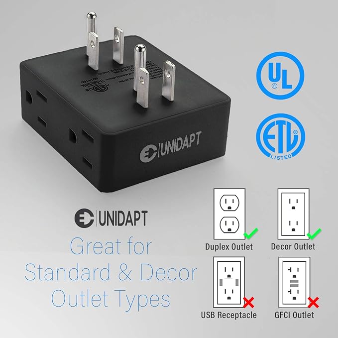 Multi Plug Outlet Splitter, Unidapt Multiple Outlets Extender Adapter - Image 4