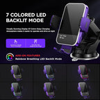 Wireless Car Charger, 【7 Colored RGB Backlit】15W Auto Clamping Car Charger - Image 2