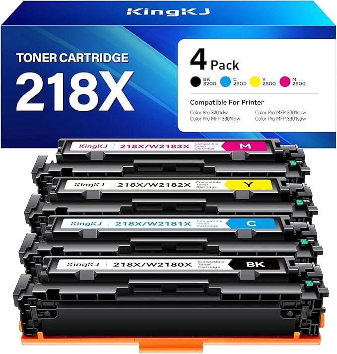 218X Toner Cartridge 4 Pack Compatible by KingKJInkToner