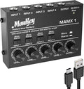 Moukey Mini Audio Mixer, DC 5V, 4 Stereo Ultra, Low Noise 4 Channel Line Mixer by Moukey