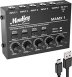 Moukey Mini Audio Mixer, DC 5V, 4 Stereo Ultra, Low Noise 4 Channel Line Mixer by Moukey