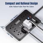 6 FT Flat Plug Surge Protector Power Strip, 11 Multiple AC Outlets - Image 4
