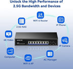 Upgrade 10 Port 2.5G PoE Switch, AUMOX PRO 8 Port 2.5G Network Unmanaged Switch - Image 6