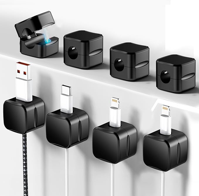 SaiTech IT Pack of 8 Magnetic Cable Clips, Cord Organizer Holder, by SaiTechIT