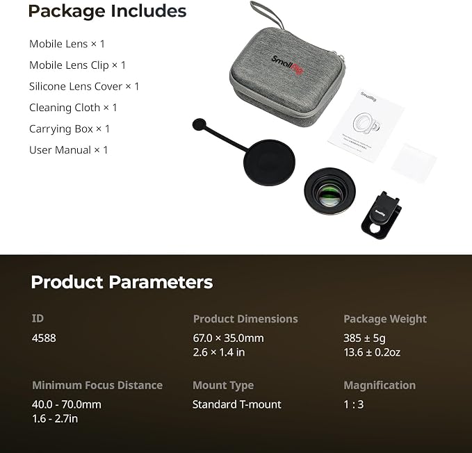 SMALLRIG 75mm HD Master Macro Lens, T-Mount Lens - Image 9