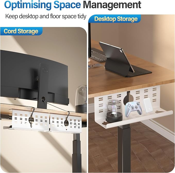 2 Pack Cable Management Under Desk White, Cinati 32" Large Cable Management Tray - Image 6
