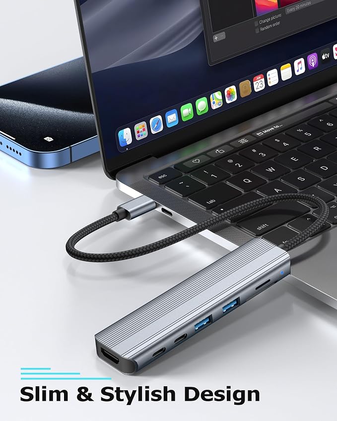 USB C Hub Multiport Adapter for Laptop MacBook Air/Pro, 100W PD, 2xUSB-A 3.0 - Image 7
