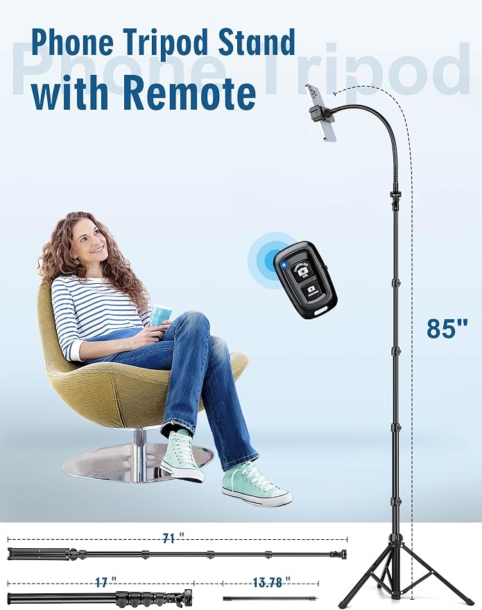 Phone Tripod, Aluminum Tripods Stand - Image 3