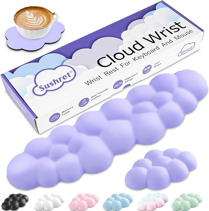 Cloud Wrist Rest Keyboard, Cloud Keyboard Wrist Pad Set by Sushret