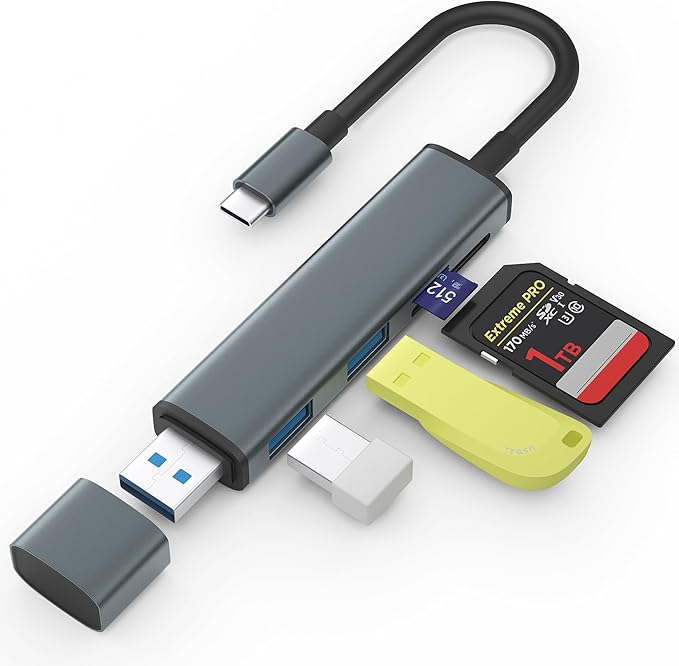 USB 3.0 SD Card Reader with Dual USB Ports, USB C SD Card Reader by SZHAIYIJIN