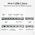Plugable USB C Laptop Docking Station, Dual Monitor 4K 60Hz - Image 2