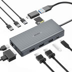 DisplayLink Docking Station Dual Monitor, Mosirui12-in-1 USB 3.0 to USB C Hub by mosirui