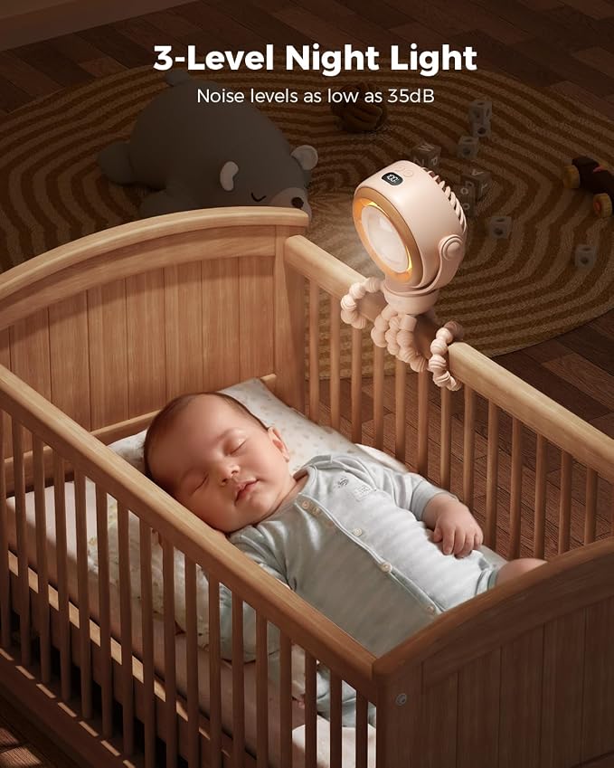 SWEETFULL Baby Stroller Fan - 4000mAh Rechargeable 4-Speed Quiet - Image 6