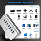 Powered USB Hub 10Gbps, Aluminum 7 Port USB 3.2 Data Hub - Image 7