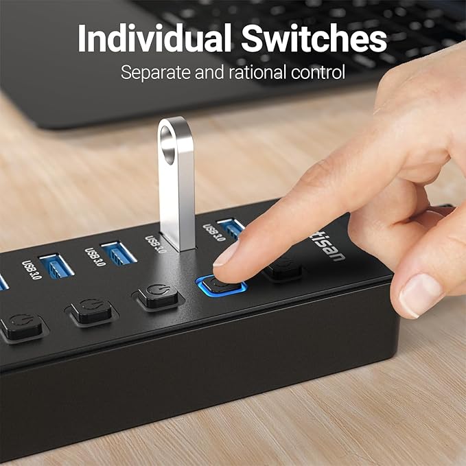 Powered USB Hub, 11-Port USB 3.0 Hub Splitter - Image 3
